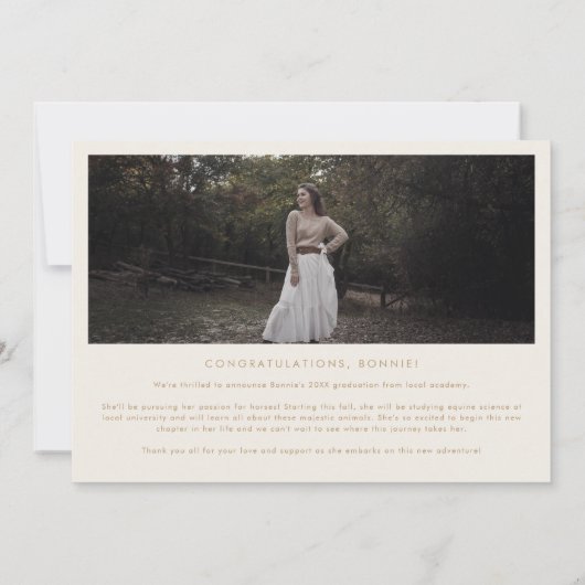 Modern Arch Cream Class of 2024 3 Foto Afstuderen Aankondiging (Achterkant)