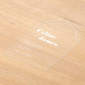 Modern Arch Custom White Overlay Clear Wedding Acryl Uitnodigingen (Laagn)