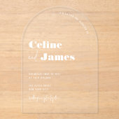 Modern Arch Custom White Overlay Clear Wedding Acryl Uitnodigingen (Voorkant)