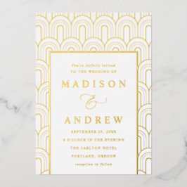 Modern Arch Deco Wedding Folie Uitnodiging