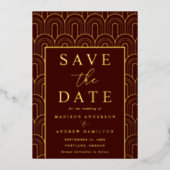 Modern Arch Deco Wedding Save the Date Folie Uitnodiging (Voorkant)