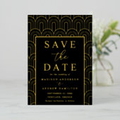 Modern Arch Deco Wedding Save the Date Folie Uitnodiging (Staand Voorkant)