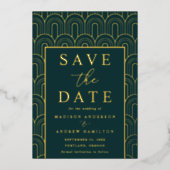 Modern Arch Deco Wedding Save the Date Folie Uitnodiging (Voorkant)