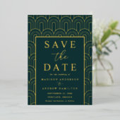 Modern Arch Deco Wedding Save the Date Folie Uitnodiging (Staand Voorkant)