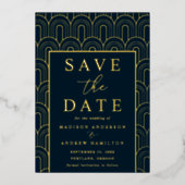 Modern Arch Deco Wedding Save the Date Folie Uitnodiging (Voorkant)
