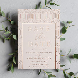 Modern Arch Deco Wedding Save the Date Folie Uitnodiging