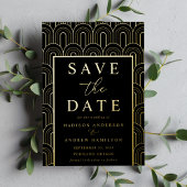 Modern Arch Deco Wedding Save the Date Folie Uitnodiging