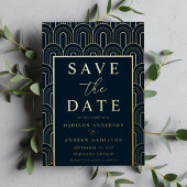 Modern Arch Deco Wedding Save the Date Folie Uitnodiging