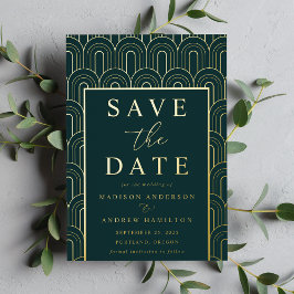 Modern Arch Deco Wedding Save the Date Folie Uitnodiging