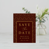 Modern Arch Deco Wedding Save the Date Folie Uitnodiging Briefkaart (Staand Voorkant)