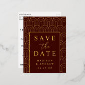 Modern Arch Deco Wedding Save the Date Folie Uitnodiging Briefkaart (Voorkant / Achterkant)