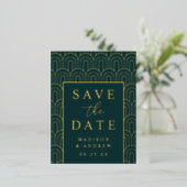 Modern Arch Deco Wedding Save the Date Folie Uitnodiging Briefkaart (Staand Voorkant)