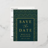 Modern Arch Deco Wedding Save the Date Folie Uitnodiging Briefkaart (Voorkant / Achterkant)
