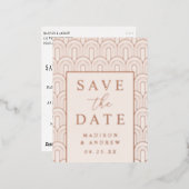 Modern Arch Deco Wedding Save the Date Folie Uitnodiging Briefkaart (Voorkant / Achterkant)