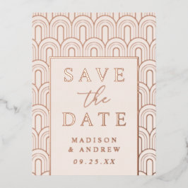 Modern Arch Deco Wedding Save the Date Folie Uitnodiging Briefkaart
