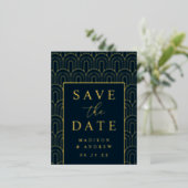 Modern Arch Deco Wedding Save the Date Folie Uitnodiging Briefkaart (Staand Voorkant)