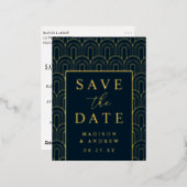 Modern Arch Deco Wedding Save the Date Folie Uitnodiging Briefkaart (Voorkant / Achterkant)