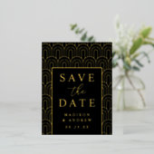 Modern Arch Deco Wedding Save the Date Folie Uitnodiging Briefkaart (Staand Voorkant)
