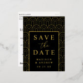 Modern Arch Deco Wedding Save the Date Folie Uitnodiging Briefkaart (Voorkant / Achterkant)