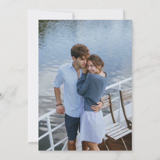 Modern Arch Dusty Blue Photo Wedding Kaart (Achterkant)