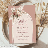Modern Arch Dusty Pink Floral Save the Date Invite Kaart