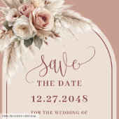 Modern Arch Dusty Pink Floral Save the Date Invite Kaart