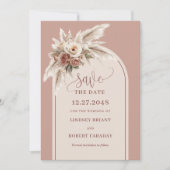 Modern Arch Dusty Pink Floral Save the Date Invite Kaart (Voorkant)