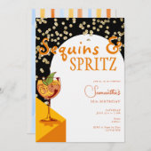 Modern Arch Elegant Sequins Spritz Summer Birthday Kaart (Voorkant / Achterkant)