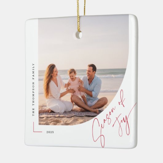 Modern Arch Family Photo Double Sided Christmas Keramisch Ornament (Links)