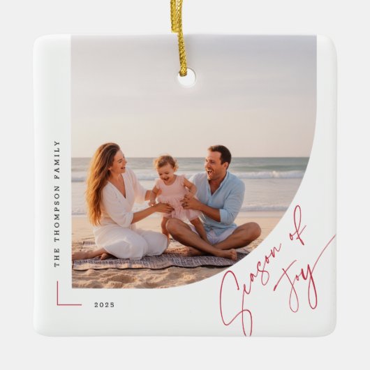 Modern Arch Family Photo Double Sided Christmas Keramisch Ornament (Voorkant)