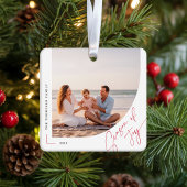 Modern Arch Family Photo Double Sided Christmas Keramisch Ornament