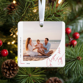 Modern Arch Family Photo Double Sided Christmas Keramisch Ornament
