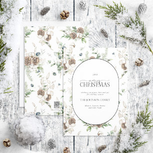 Modern Arch Farmhouse Greenery Merry kerst Hol Feestdagenkaart