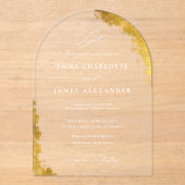 Modern Arch Faux Gold White Elegant Luxury Wedding Acryl Uitnodigingen (Voorkant)