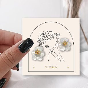 Modern Arch Flower Woman Sieraden Display Kaart Vierkante Visitekaartje