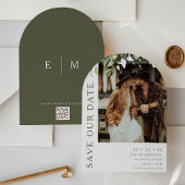 Modern Arch Foliage Wedding Save the Date Kaart