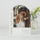 Modern Arch Foliage Wedding Save the Date Kaart (Staand voorkant)