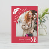 Modern Arch Foto Afstudeerder Pet Rood Afstuderen Aankondiging (Staand voorkant)