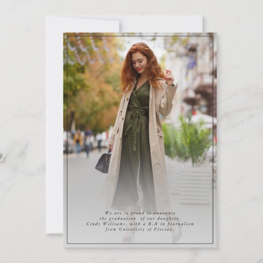 Modern Arch Foto Afstudeerder Pet Rood Afstuderen Aankondiging (Achterkant)