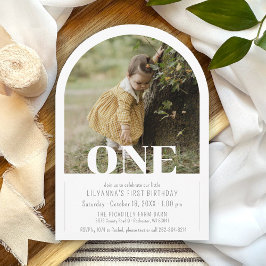 Modern Arch Foto Een 1e Verjaardag Party Girl Boy Kaart