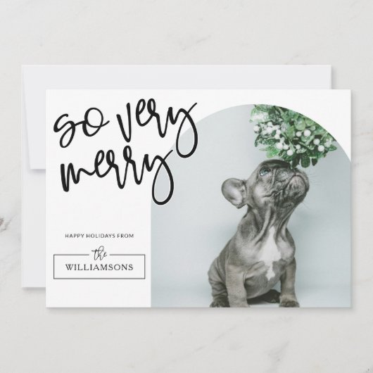 Modern Arch Foto Familie Kerstmis Feestdagenkaart (Voorkant)