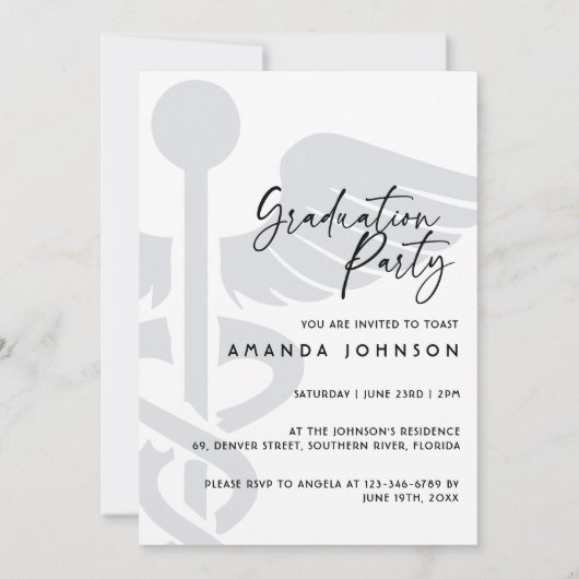 Modern Arch Foto Zwart Wit Verpleegkundigen Afstud Kaart (Achterkant)