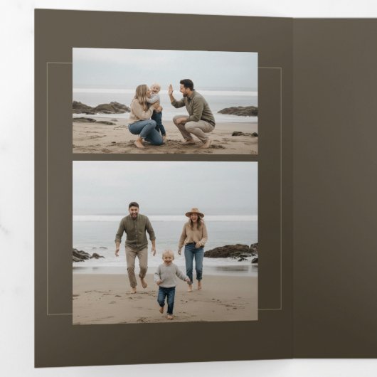 Modern Arch Geometric Beach Photo Family Christmas Drieluik Wenskaart (Binnenzijde eerst)