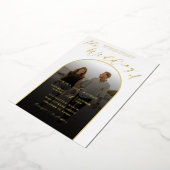 Modern Arch Gold Foil Script & Photo Wedding Folie Uitnodiging (Gedraaid)