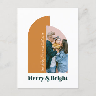 Modern Arch Gold Vrolijk Kerstfeest Familiefoto Feestdagenkaart