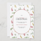 Modern Arch Gold Winter Greenery Merry Kersth Feestdagenkaart (Voorkant)