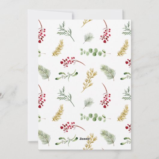 Modern Arch Gold Winter Greenery Merry Kersth Feestdagenkaart (Achterkant)