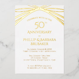 Modern Arch Golden 50th Wedding Jubileum Party Folie Uitnodiging