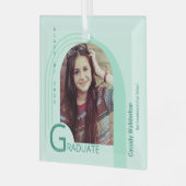 Modern Arch Green Photo Afstuderen Glas Ornament (Voorkant links)