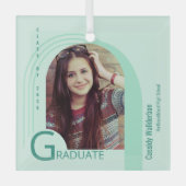 Modern Arch Green Photo Afstuderen Glas Ornament (Voorkant)